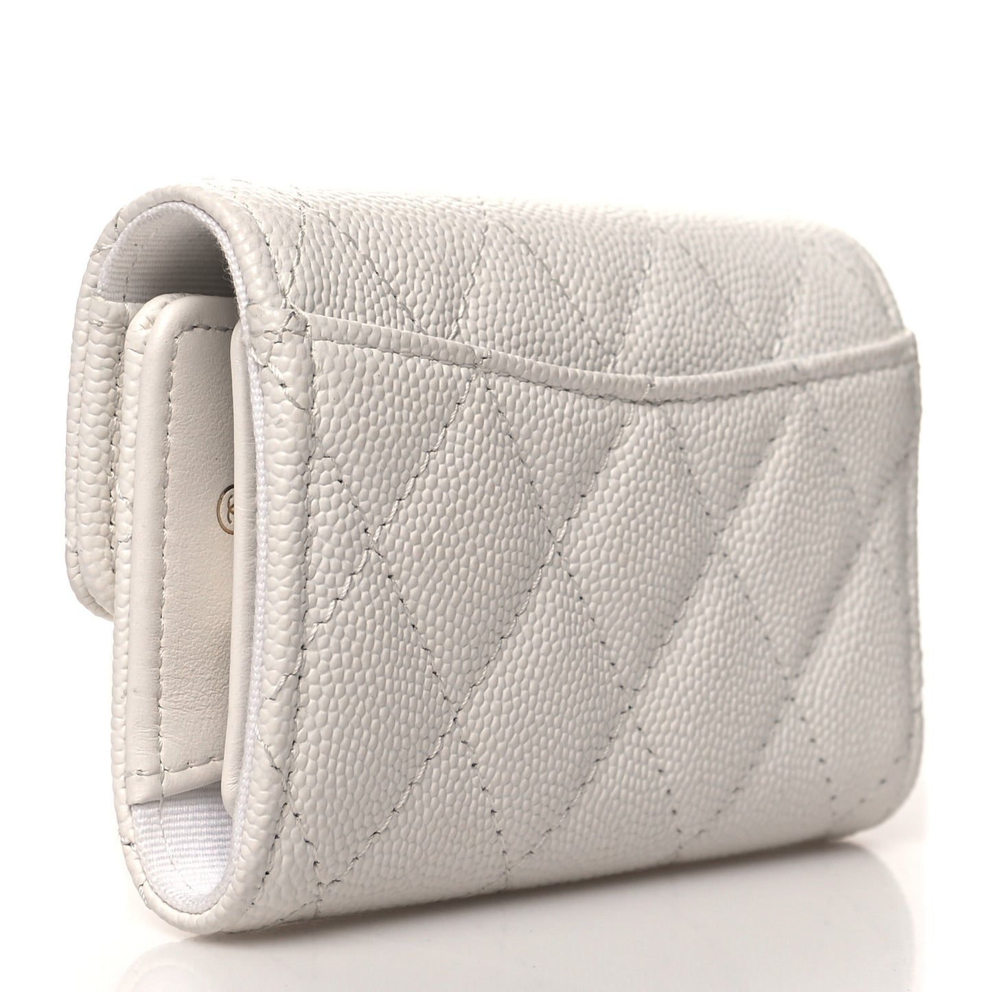 Caviar Quilted Classic 4 Key Holder Wallet White