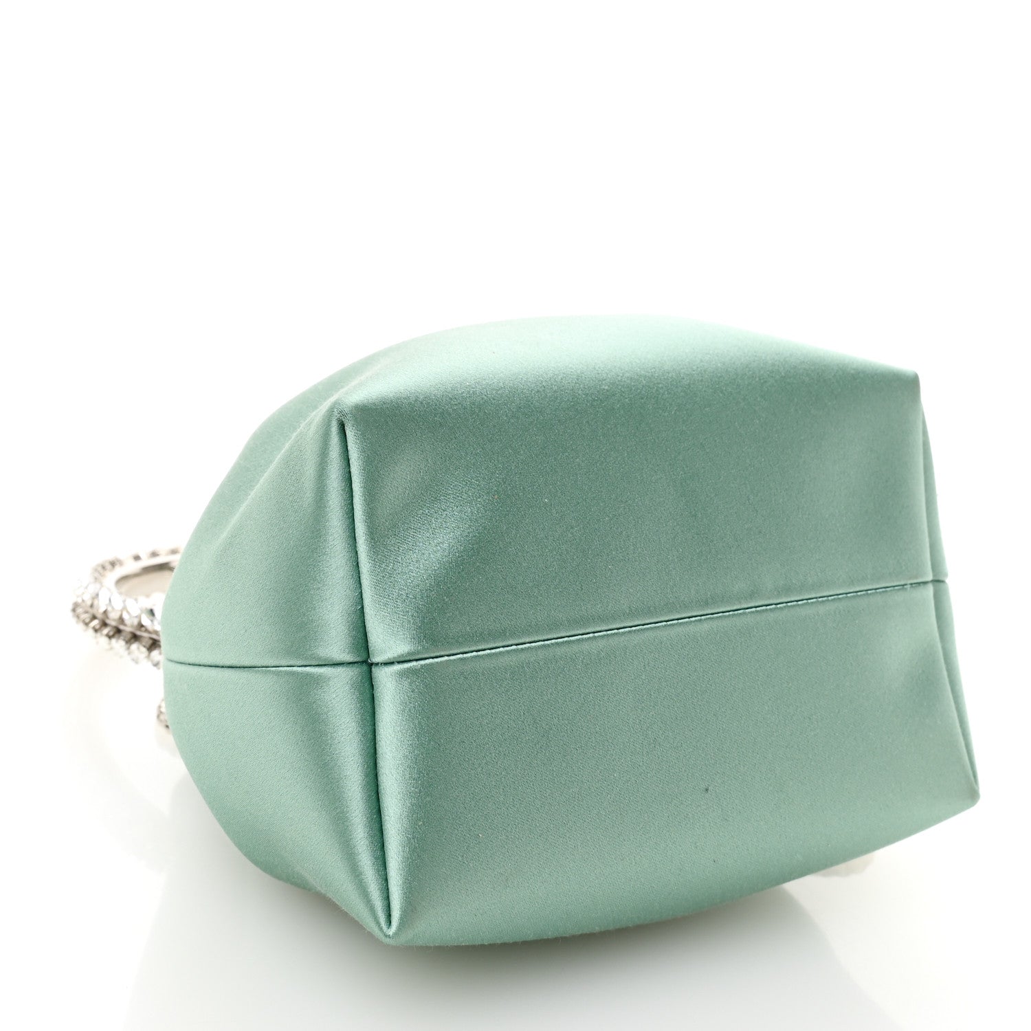 Jimmy Choo Satin  Crystal Embellished Bon Bon Bucket Bag Celeste 4 of 10