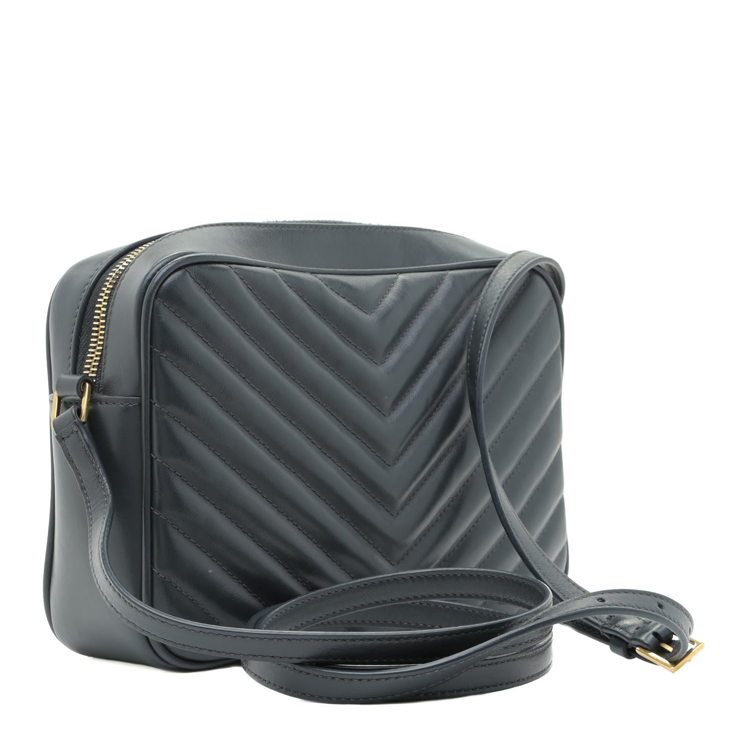 Saint Laurent Calfskin Matelasse Monogram Lou Camera Bag Dark Smog 4 of 12