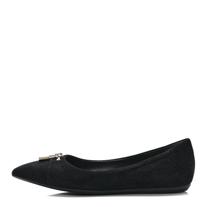 Louis Vuitton Suede Lock It Ballerina Flats 37 Black 1 of 9