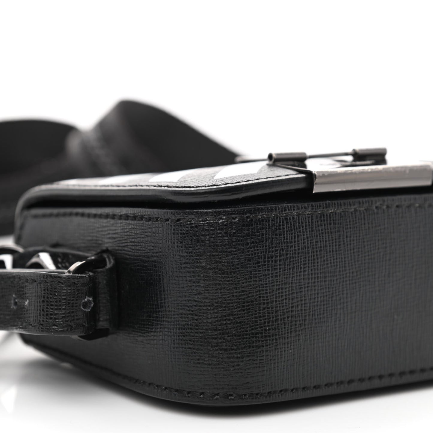 Calfskin Diag Belt Bag Black White