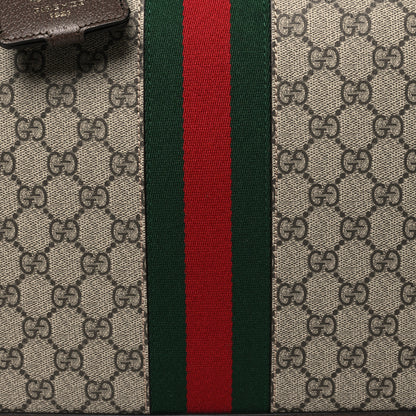 Gucci GG Supreme Monogram Textured Dollar Calfskin Web Savoy Travel Bag Beige Ebony New Acero 7 of 11