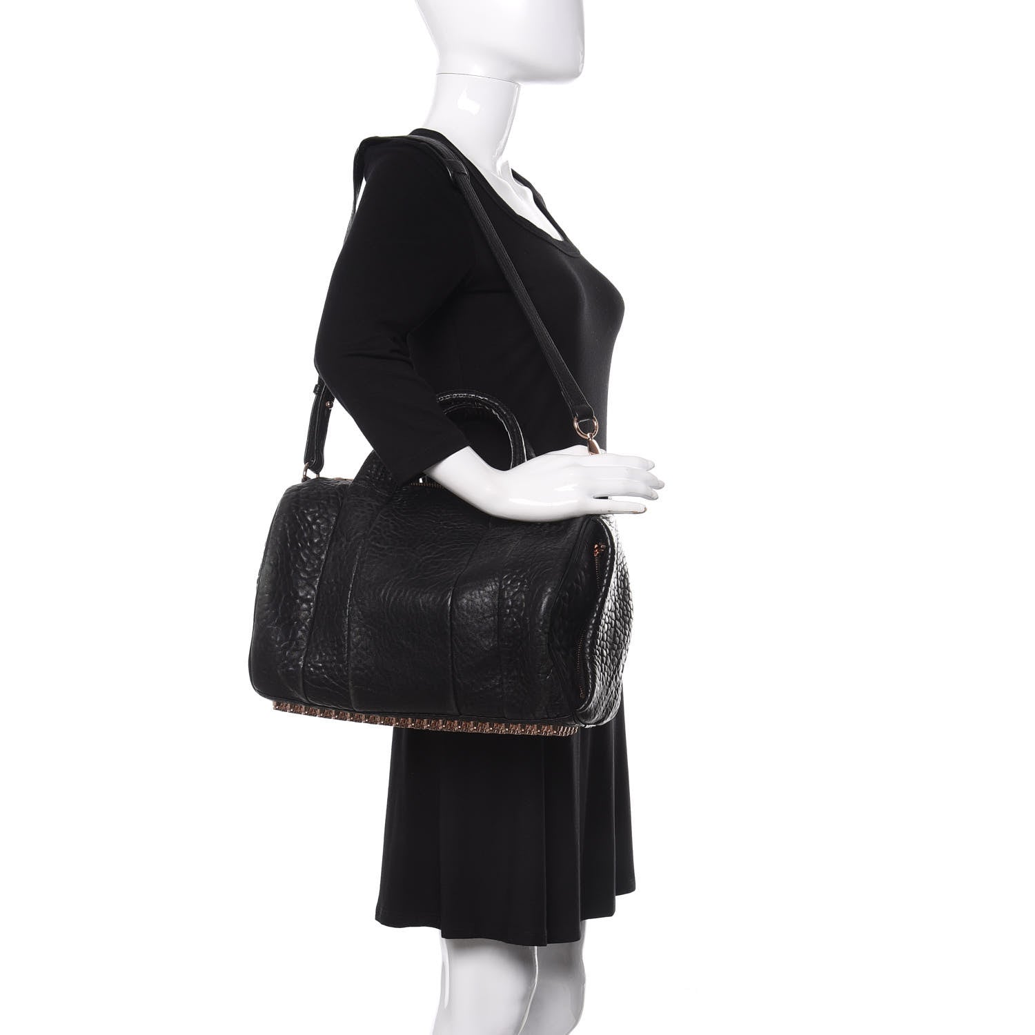 Alexander Wang Pebbled Lambskin Rocco Black Rose Gold Hardware 2 of 10