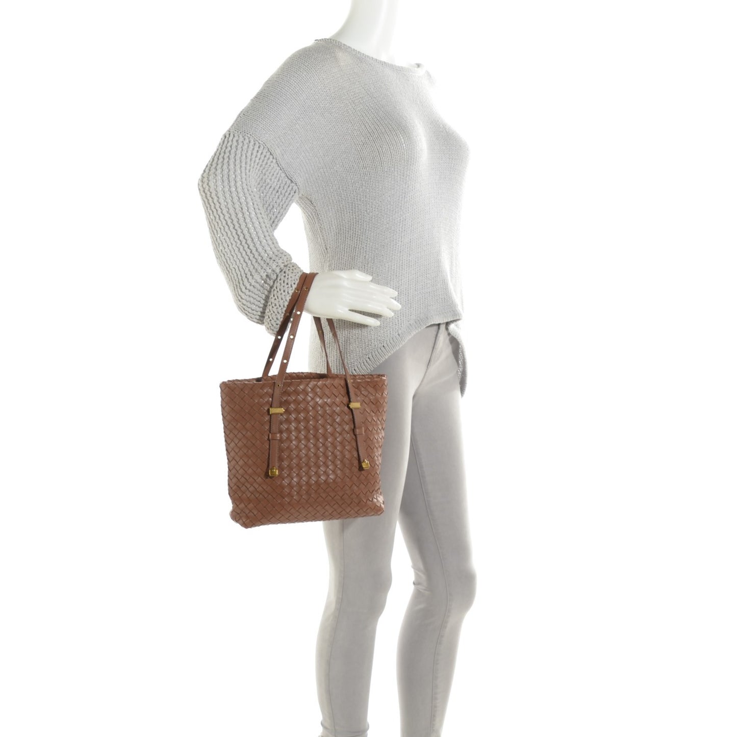 Nappa Intrecciato Mini Shopper Tote Noce