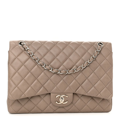Chanel Iridescent Caviar Quilted Maxi Double Flap Beige 1 of 10