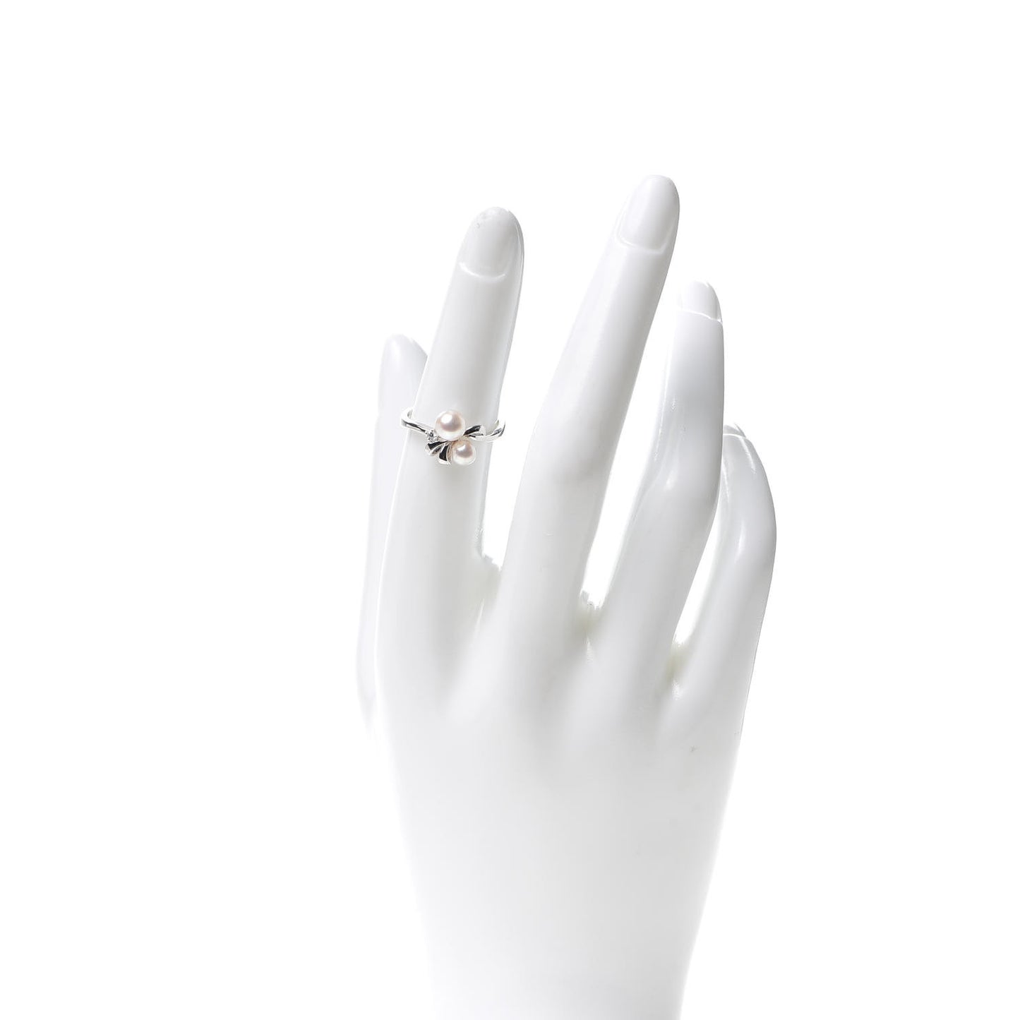 18K White Gold Diamond Akoya Pearl 4.5-5.5mm Band Ring 50 5.25