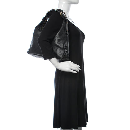 Gucci Guccissima Medium Horsebit Chain Hobo Black 2 of 10