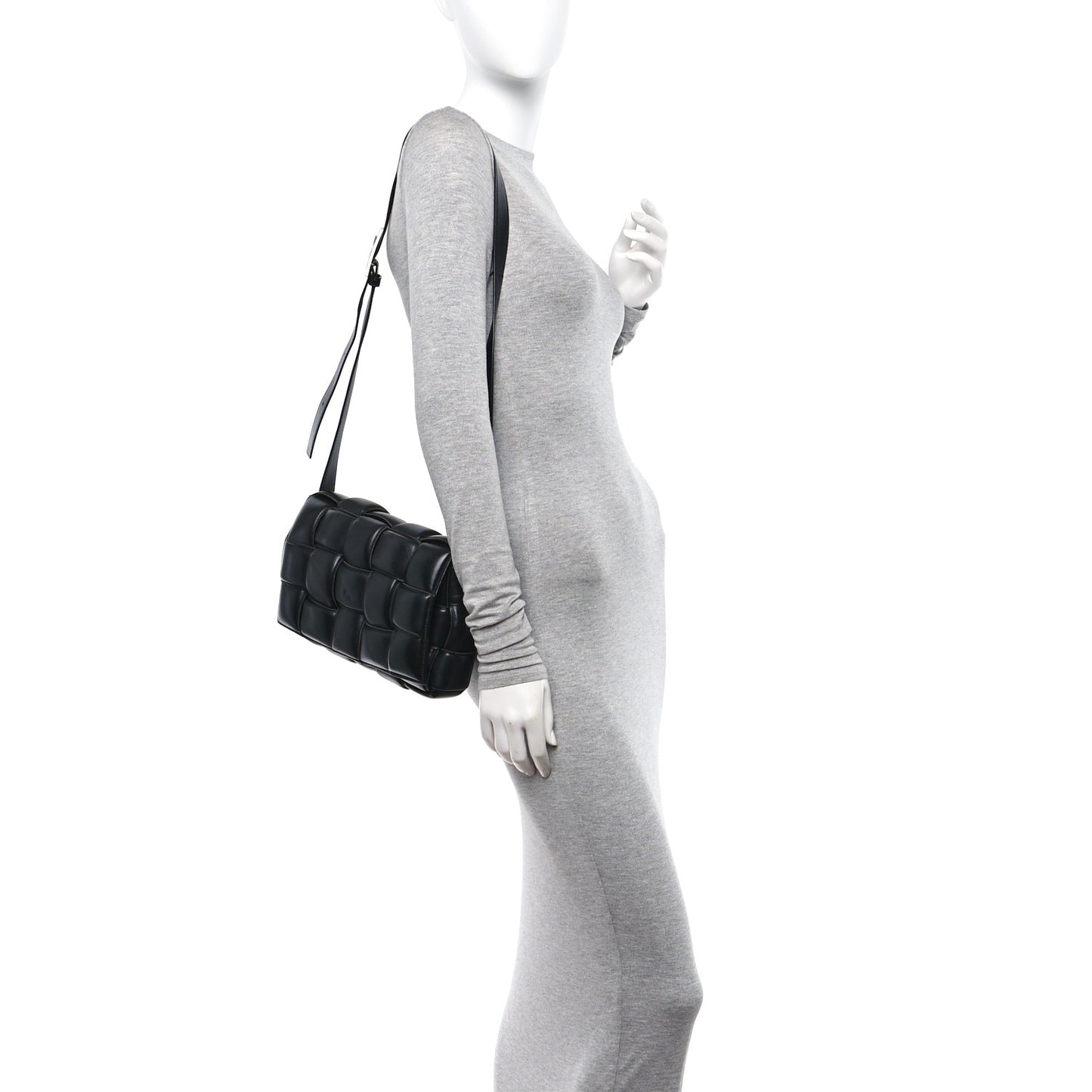 Nappa Maxi Intreccio Padded Cassette Crossbody Bag Black
