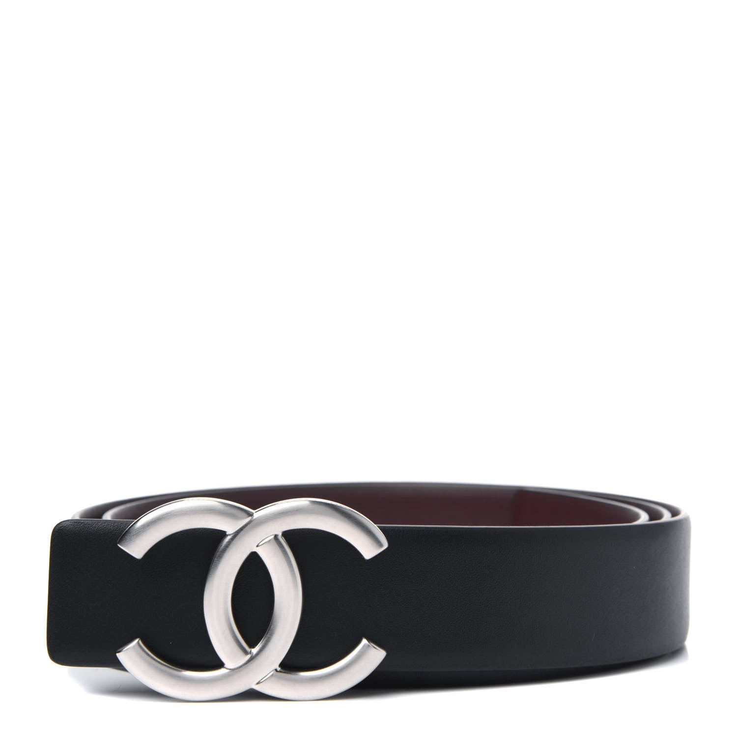 Chanel Calfskin CC Reversible Belt 90 Black Burgundy 1 of 3