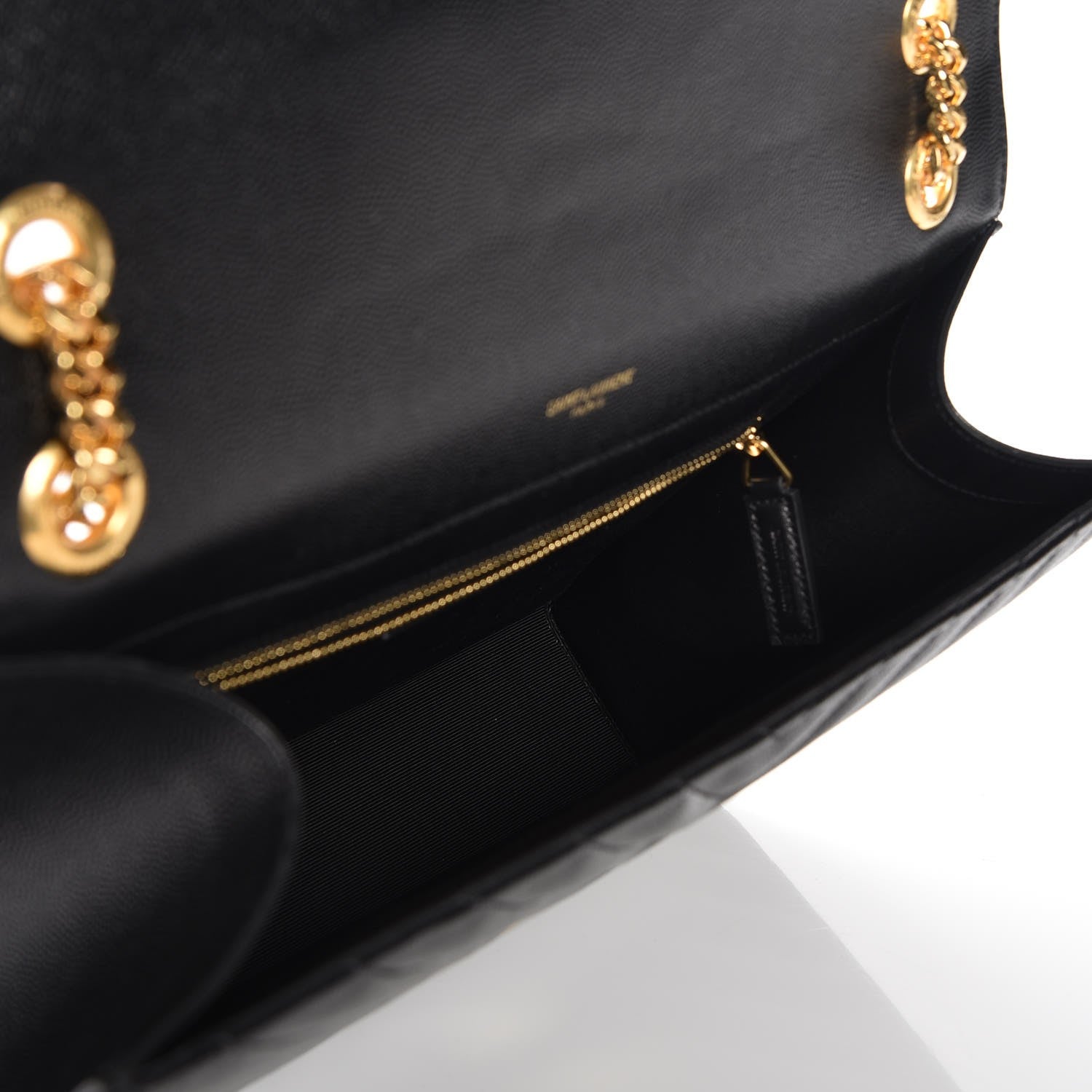 Saint Laurent Grain De Poudre Matelasse Chevron Large Monogram Satchel Black 6 of 8