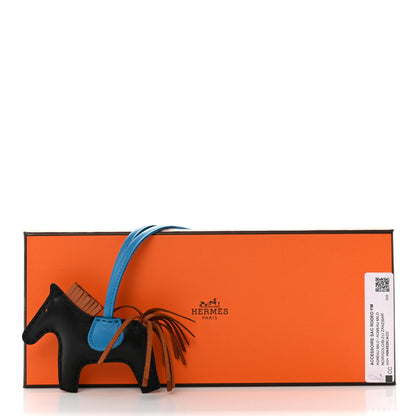 Hermes Milo Lambskin Grigri Rodeo Horse Bag Charm PM Black Gold Bleu Zanzibar 4 of 4