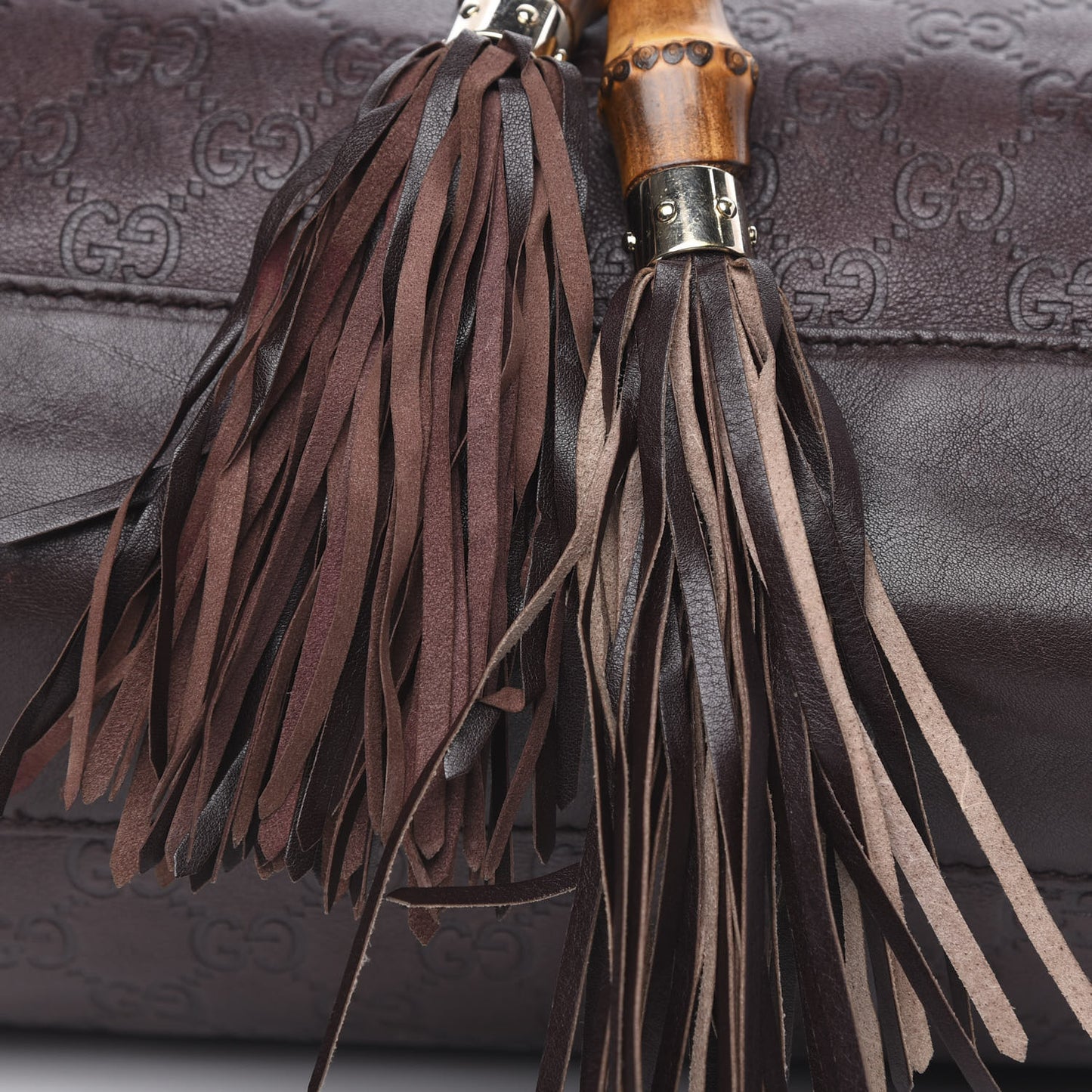 Guccissima Peggy Braided Tote Dark Brown