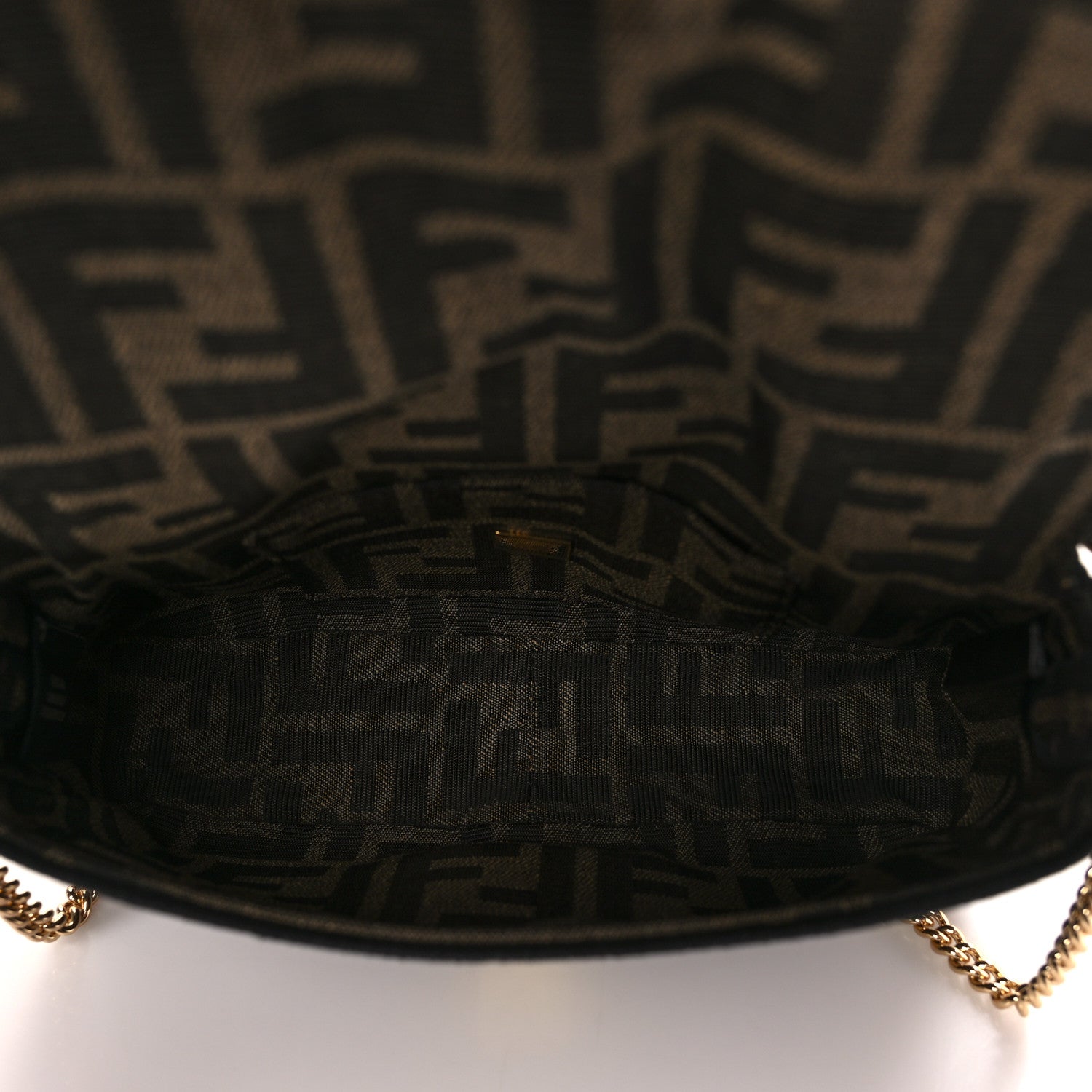 Fendi Fabric Jacquard FF 1974 Mini Baguette Tobacco Moro Black 5 of 8