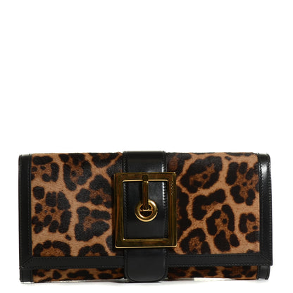 Gucci Calf Hair Jaguar Printed Small Lady Buckle Clutch Black 1 of 9