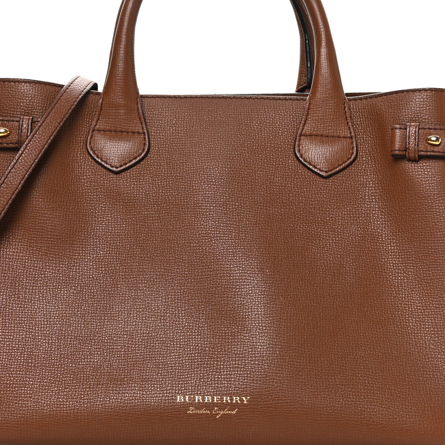 Burberry Derby Calfskin House Check Medium Banner Tote Tan 8 of 11