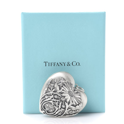 Tiffany Sterling Silver Large Ziegfeld Daisy Heart Locket Pendant 5 of 5