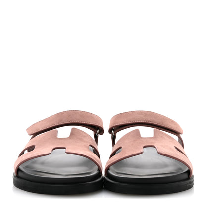 Hermes Suede Goatskin Womens Chypre Sandals 40.5 Rose Antique 3 of 10