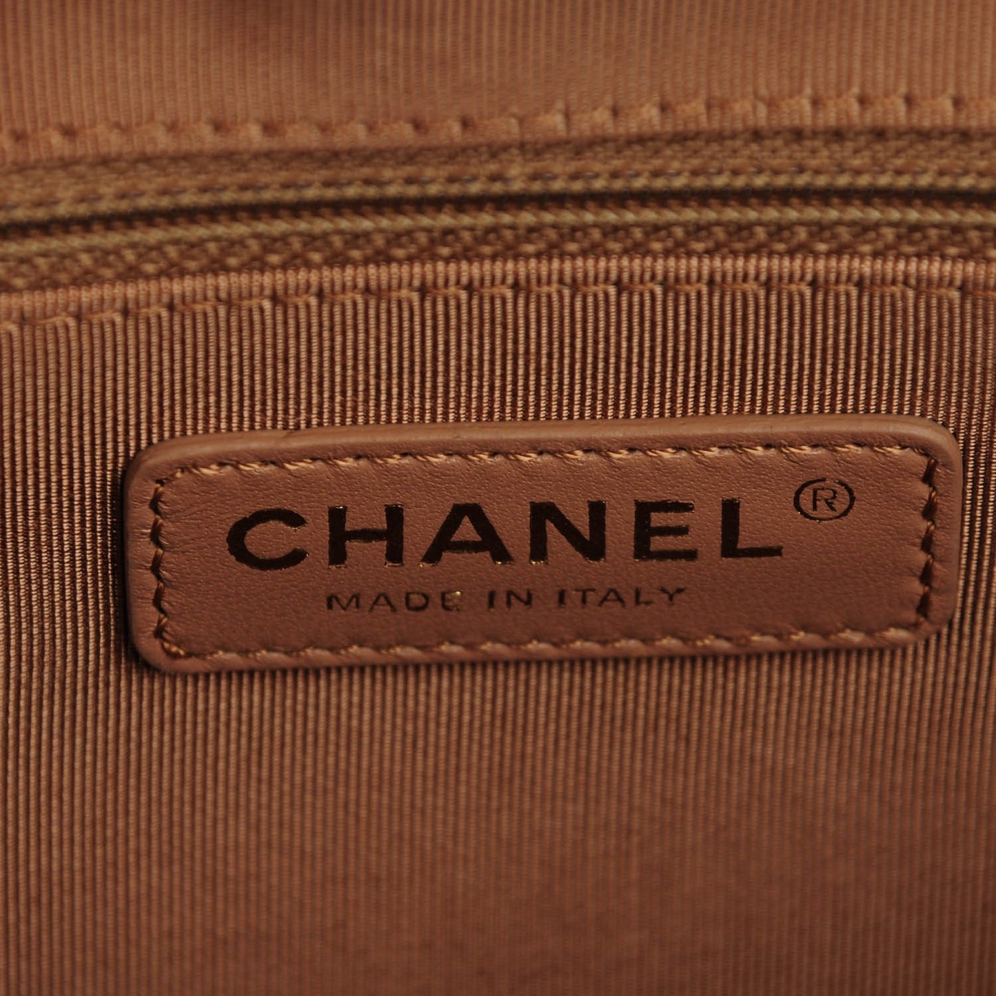 Calfskin Quilted Boy Shopping Tote Camel