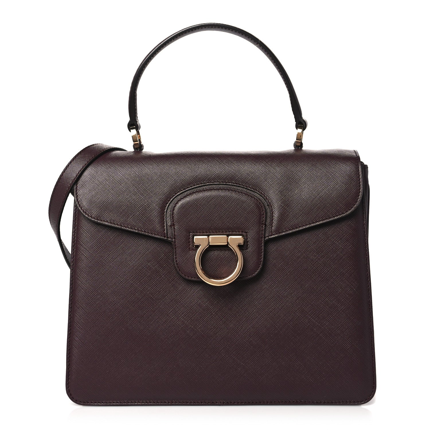 Salvatore Ferragamo Pebbled Calfskin Katia Top Handle Satchel Oxford 1 of 10