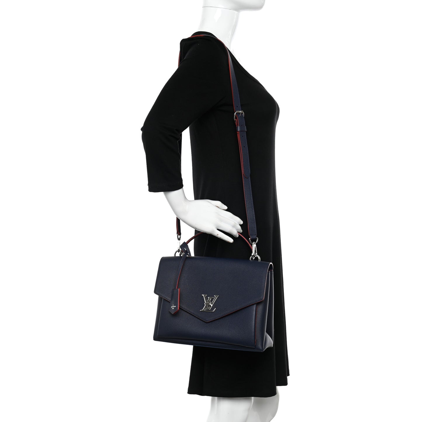 Soft Calfskin My Lockme Top Handle Marine Rouge