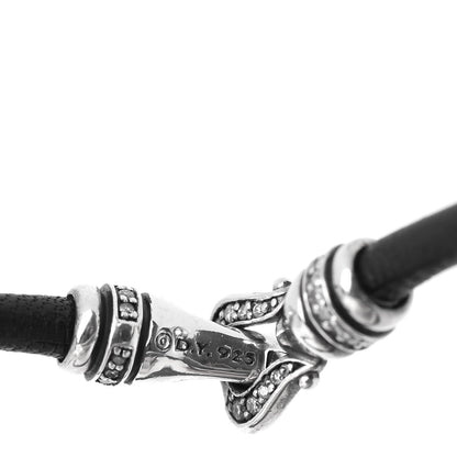 David Yurman Sterling Silver Diamond Leather Buckle Wrap Bracelet Black 3 of 3