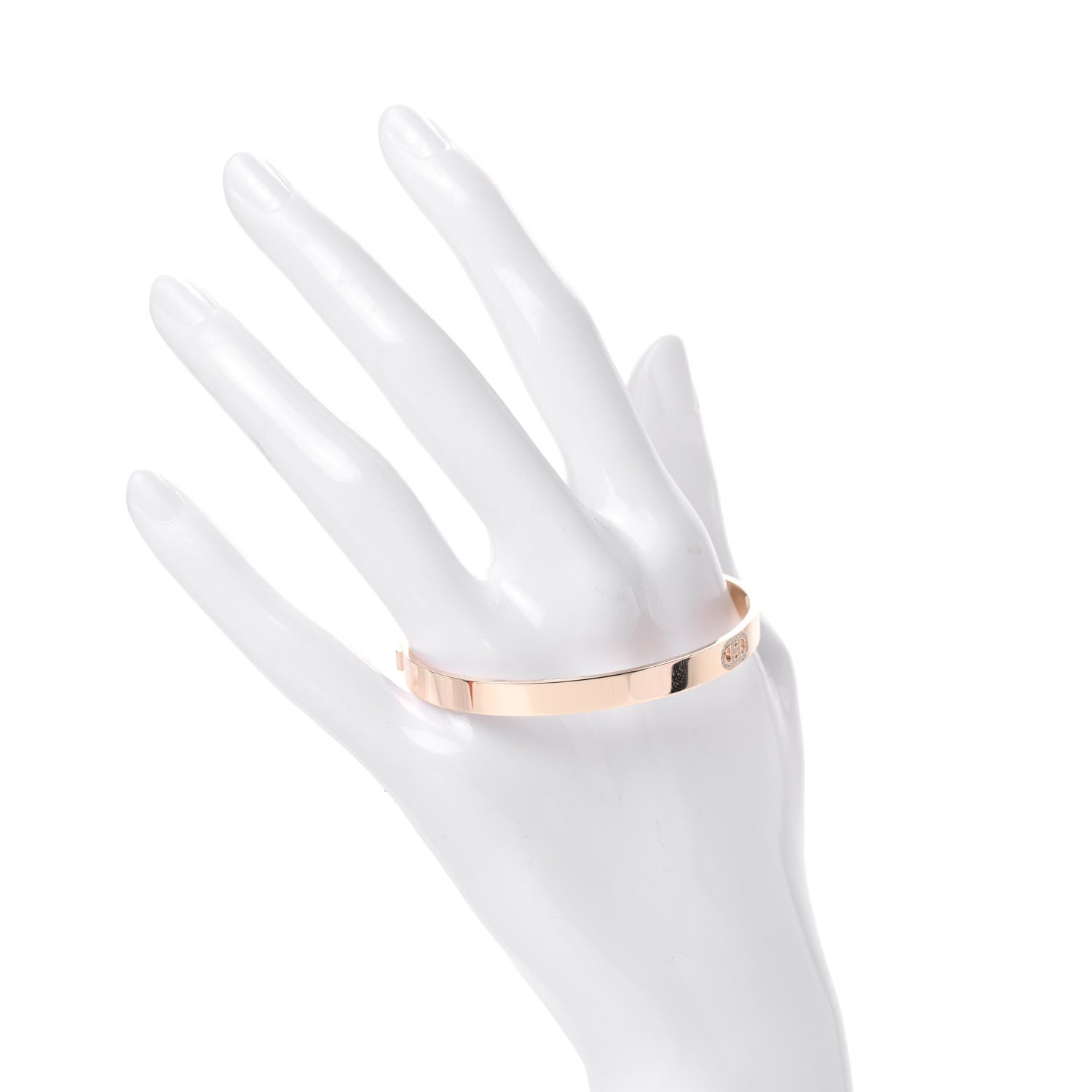 Hermes 18K Rose Gold Diamond PM H D'Ancre Bracelet SH 2 of 5