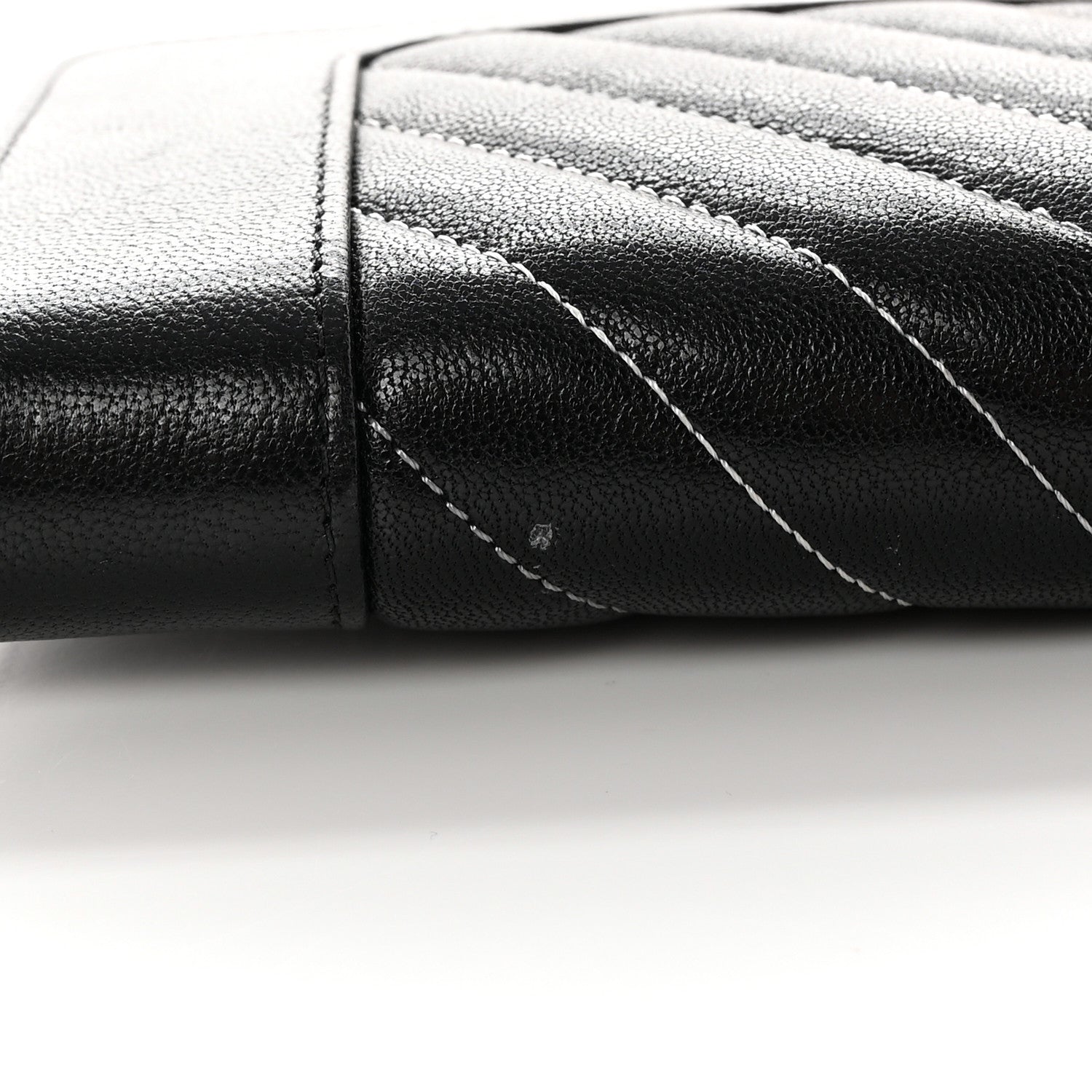 Chanel Sheepskin Chevron Quilted Mademoiselle Vintage Zip Around Wallet Black 10 of 11