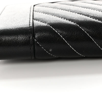 Chanel Sheepskin Chevron Quilted Mademoiselle Vintage Zip Around Wallet Black 10 of 11