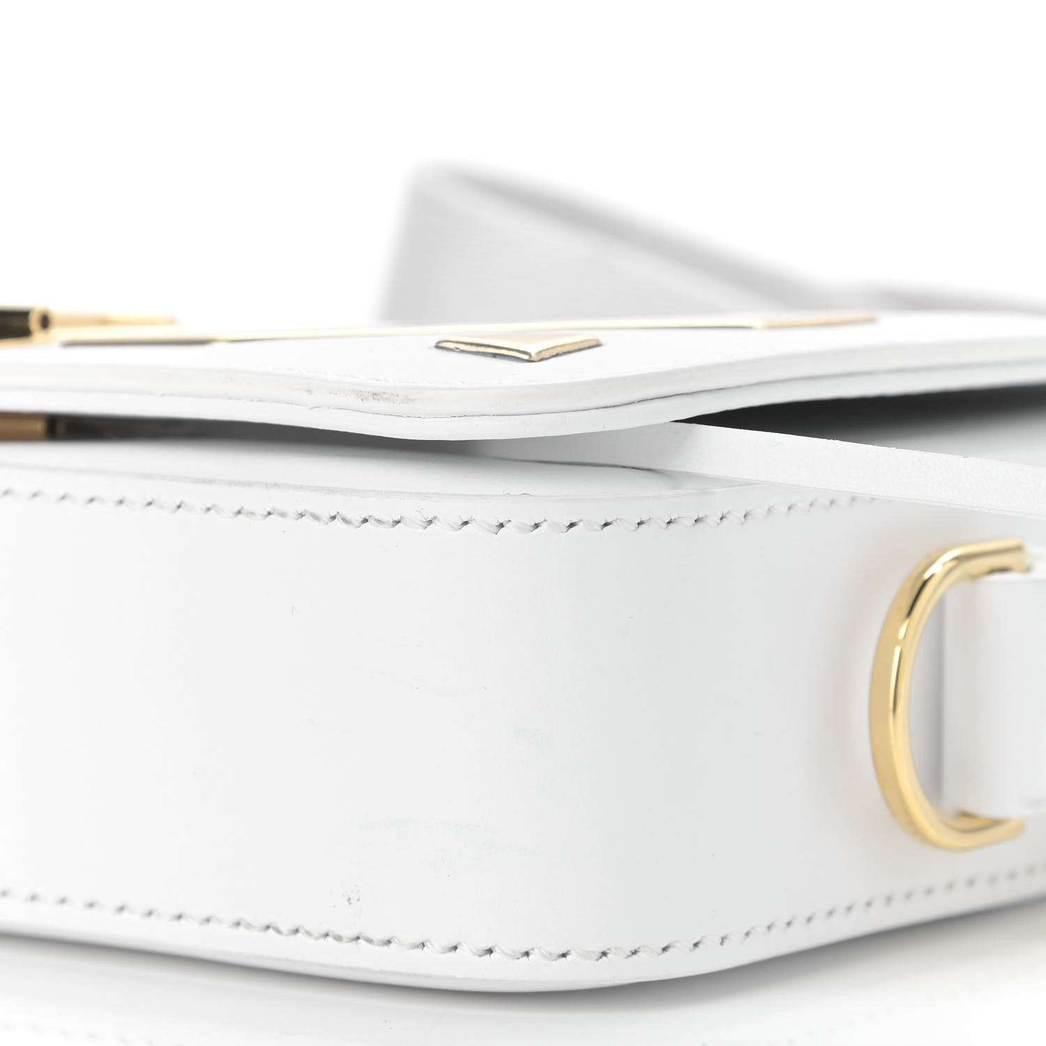 Off-White Calfskin Metallic Mini Binder Clip Crossbody White Gold 10 of 10