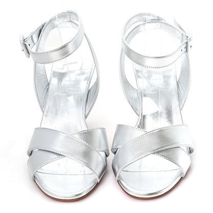 Christian Louboutin Kid Laminato Mariza 85 Sandals 37 Silver 3 of 8
