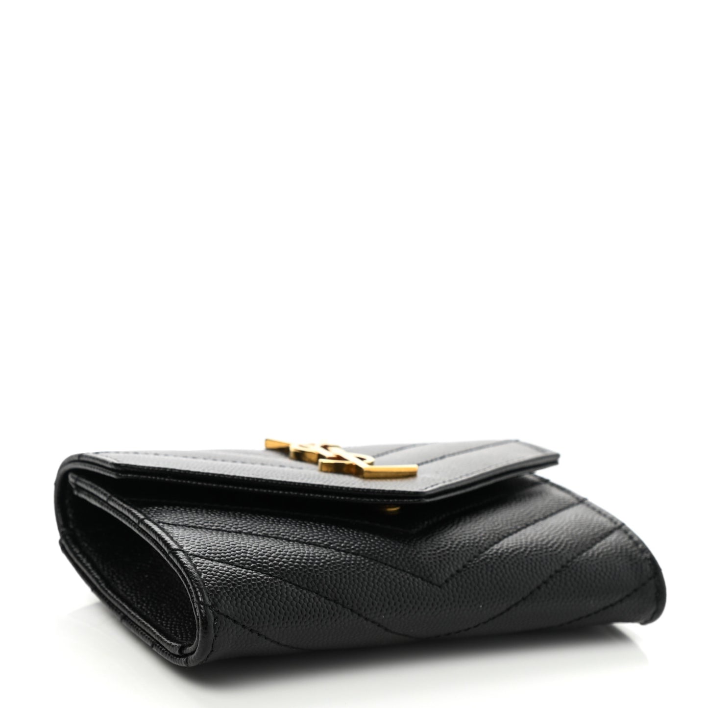 Grain De Poudre Matelasse Chevron Small Monogram Envelope Wallet Black