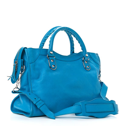 Balenciaga Chevre Silver Metallic Edge Hardware City Bleu Ceylon 3 of 10