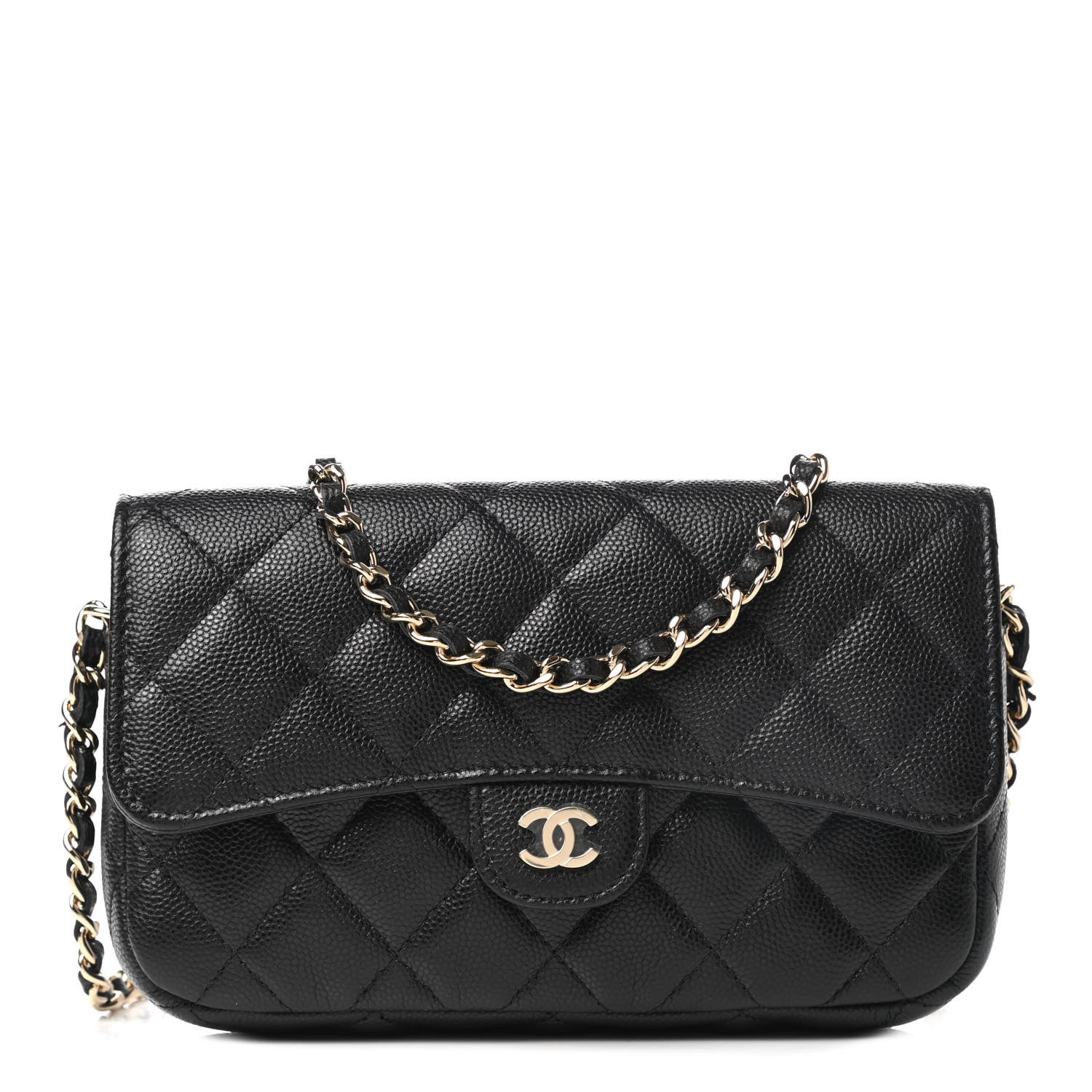 Chanel Caviar Quilted Flap Phone Holder With Chain Black 1 of 11