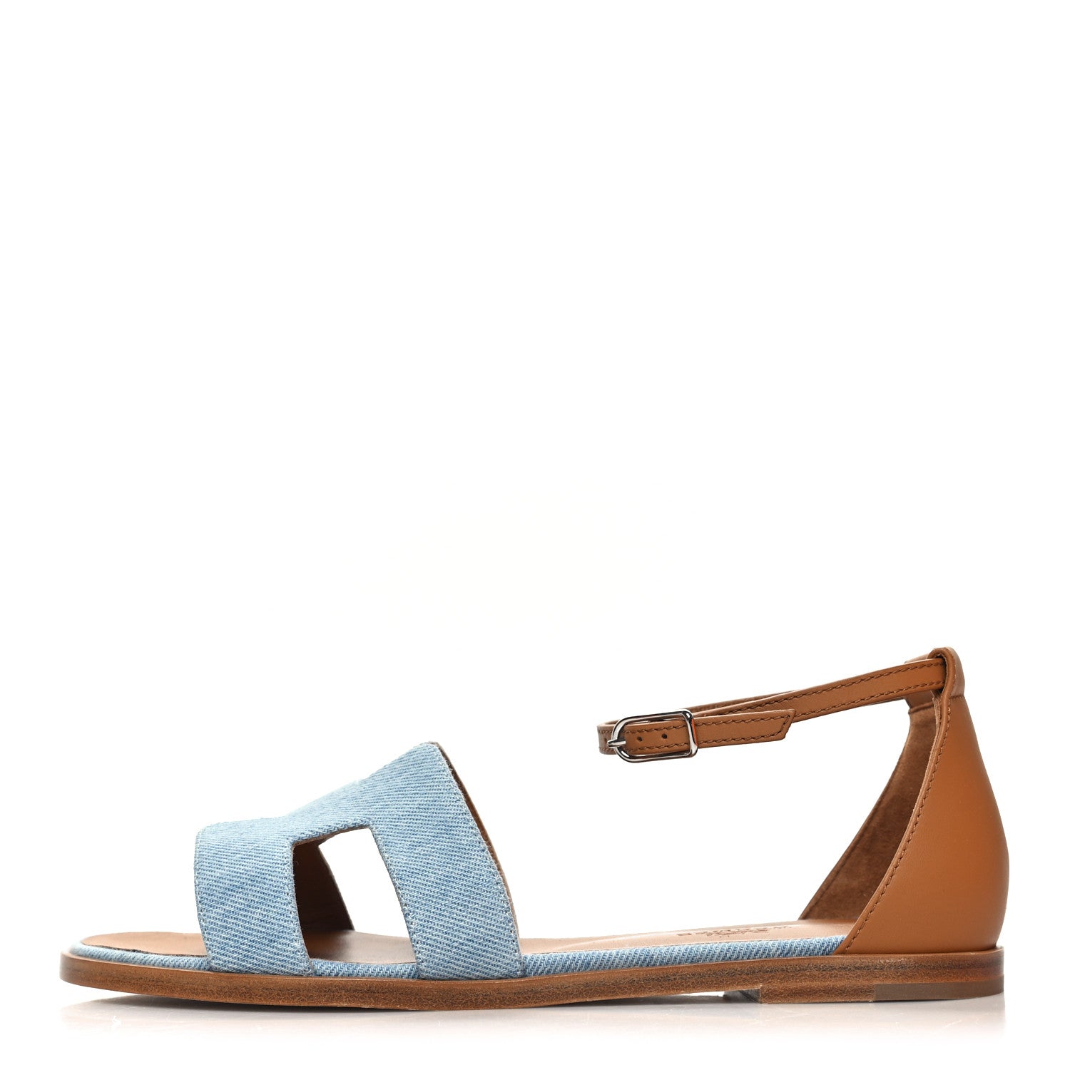 Hermes Denim Santorini Sandals 37.5 Bleu Clair 1 of 9