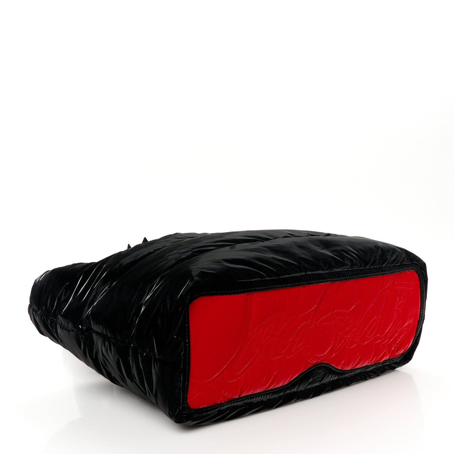 Nylon Padded Gloss Large Cabamoon Tote Black