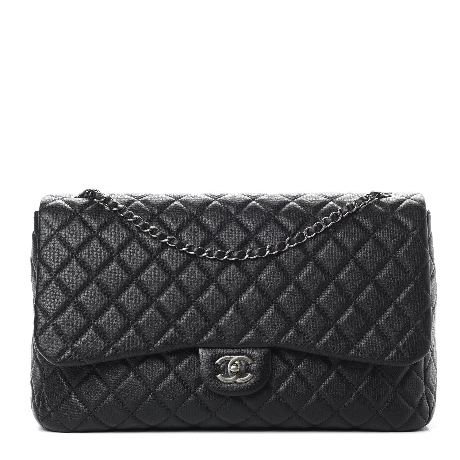 Chanel Grained Calfskin Quilted Small XXL Travel Flap Bag Black 1 of 11