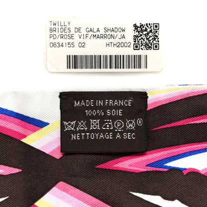 Hermes Silk Brides De Gala Shadow Twilly Rose Vif Marron Jaune 3 of 4