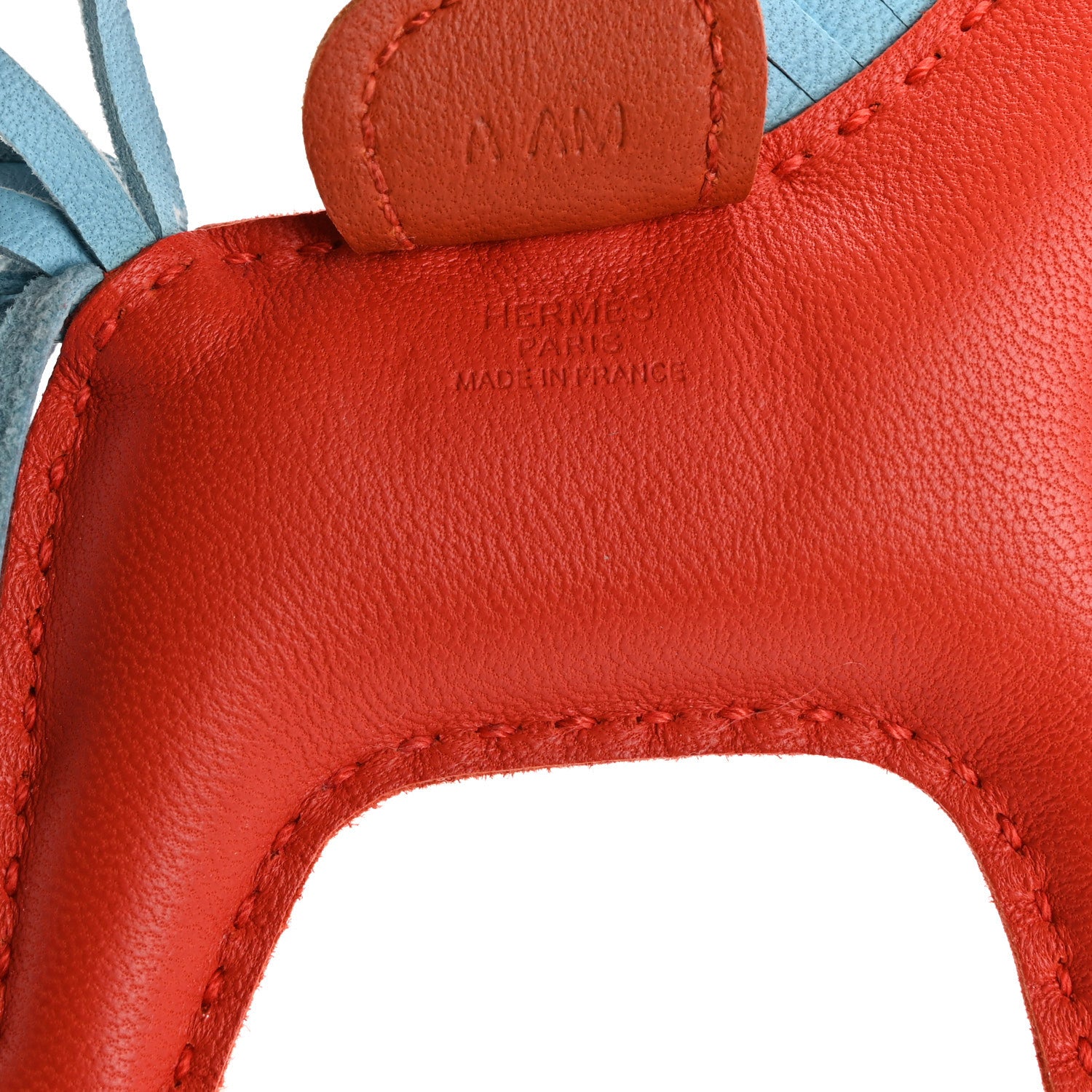 Hermes Milo Lambskin Grigri Rodeo Horse Bag Charm PM Capucine Celeste Cornaline 3 of 5