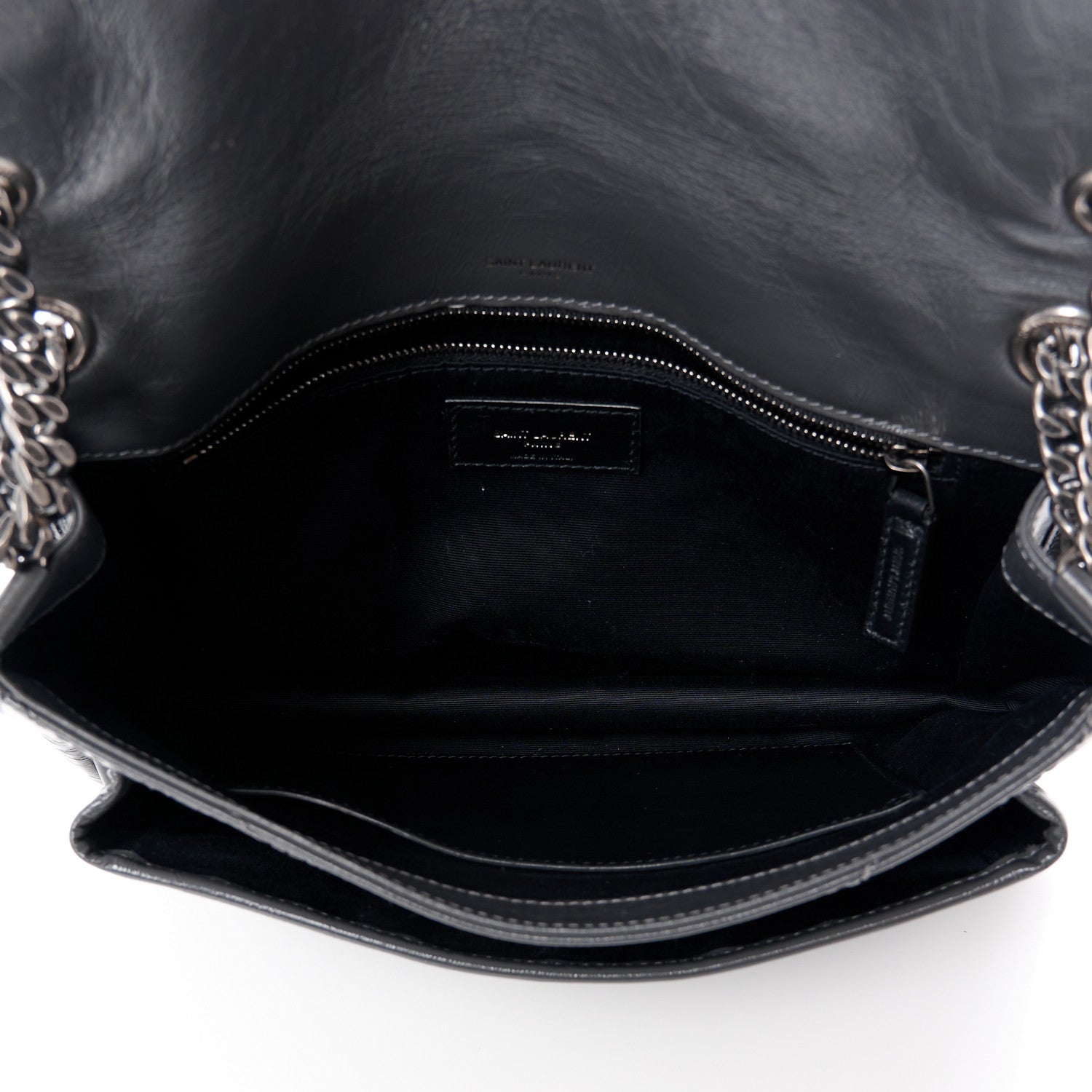 Saint Laurent SAINT LAURENT Crinkled Calfskin Matelasse Monogram Medium Niki Chain Satchel Storm 5 of 11