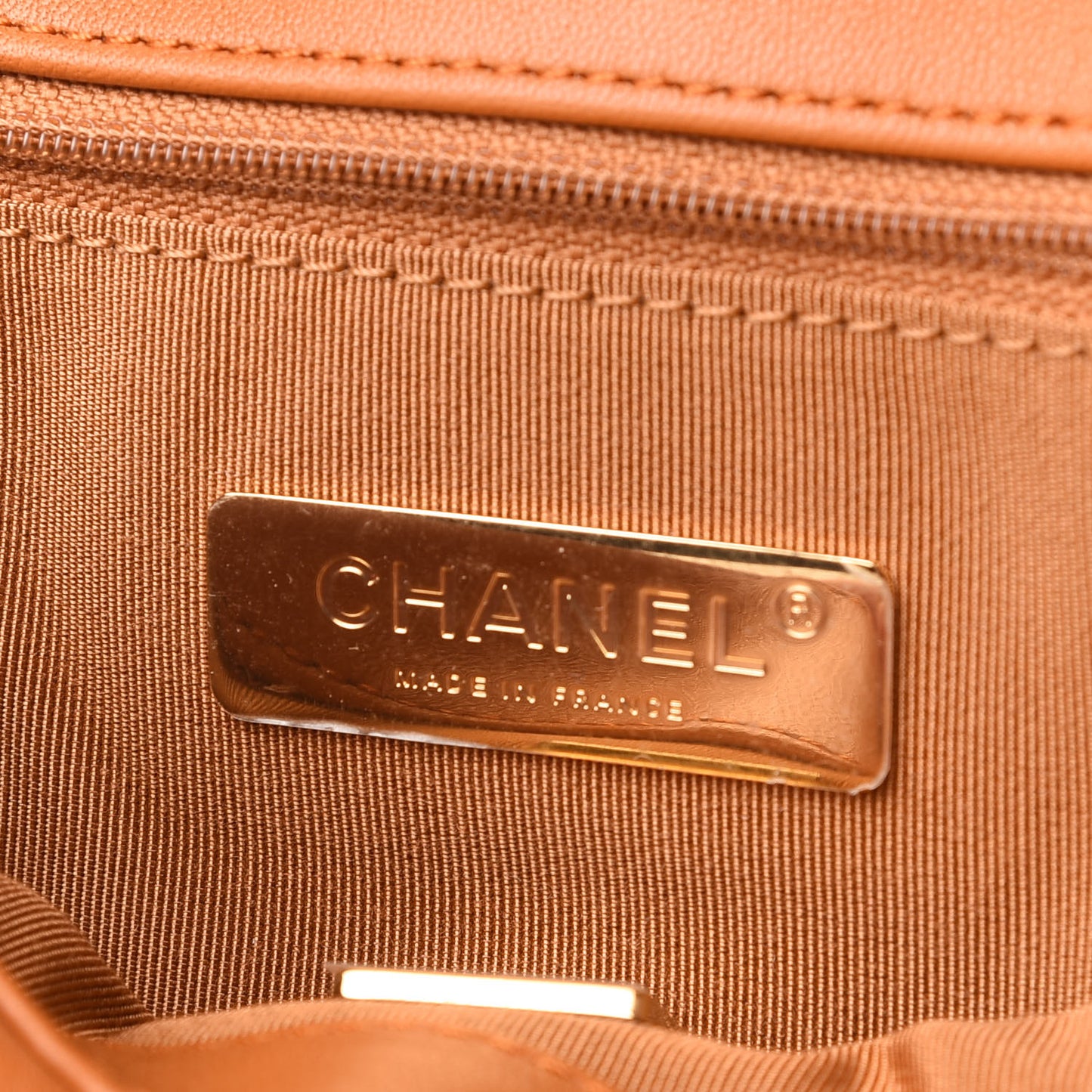 Lambskin Quilted Medium Chanel 19 Flap Light Brown