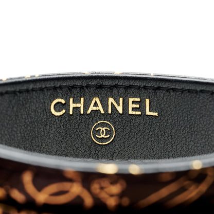 Chanel Calfskin Crocodile Embossed Graffiti 2.55 Cocodile Reissue Card Holder Black Gold 6 of 9