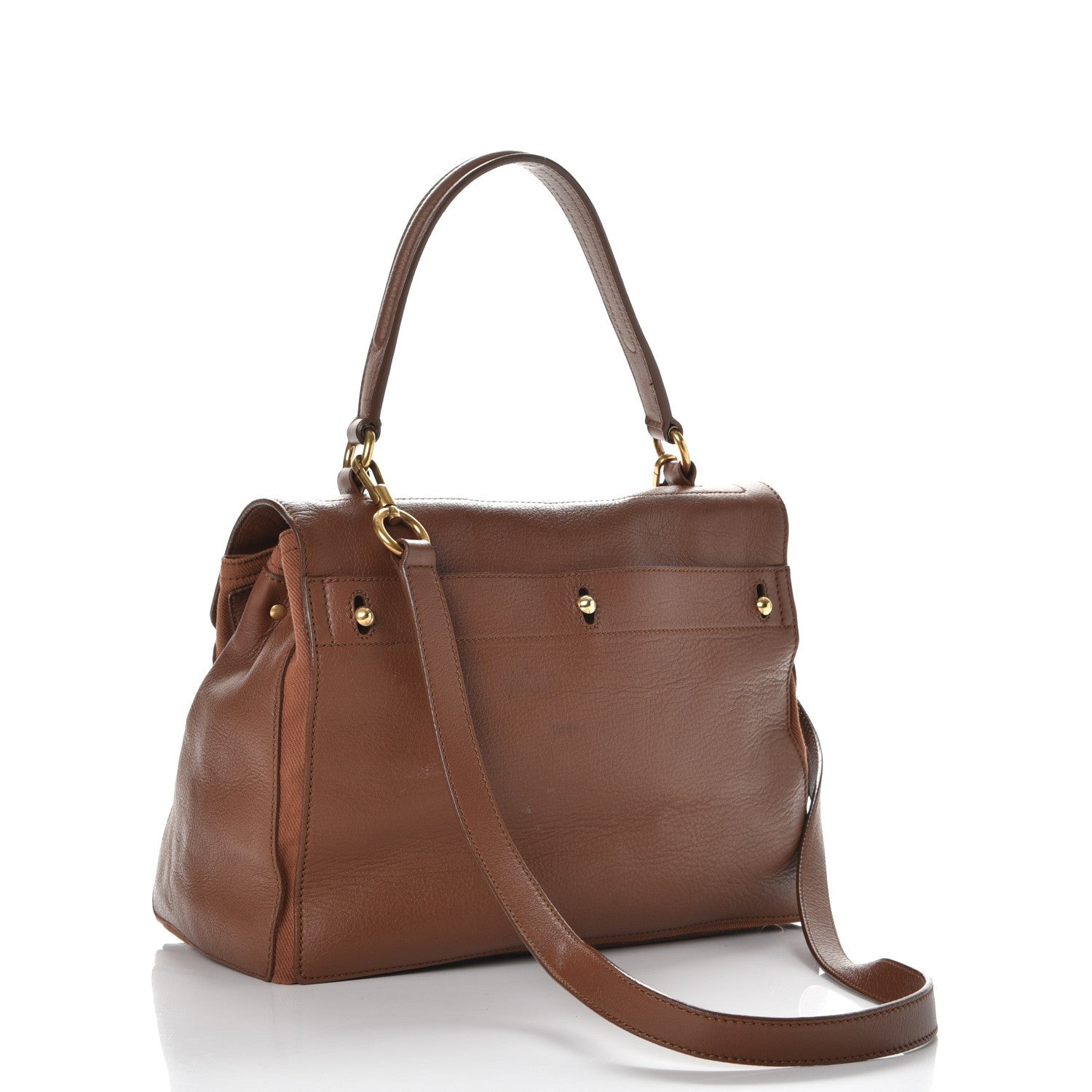 Saint Laurent Calfskin Canvas Medium Muse Two Brown 4 of 14