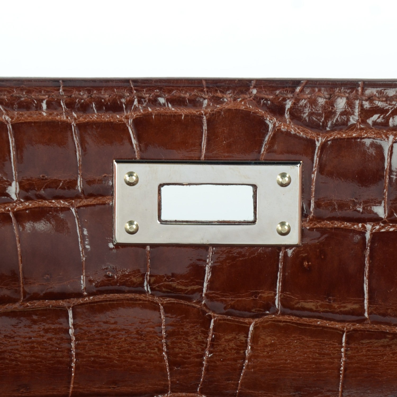 Hermes Shiny Niloticus Crocodile Kelly Cut Pochette Miel 10 of 13
