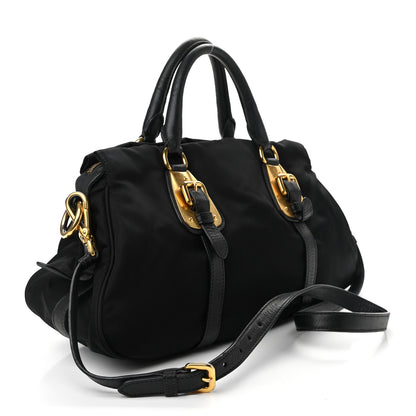 Prada Tessuto Nylon Soft Calfskin Shopping Satchel Black 3 of 9