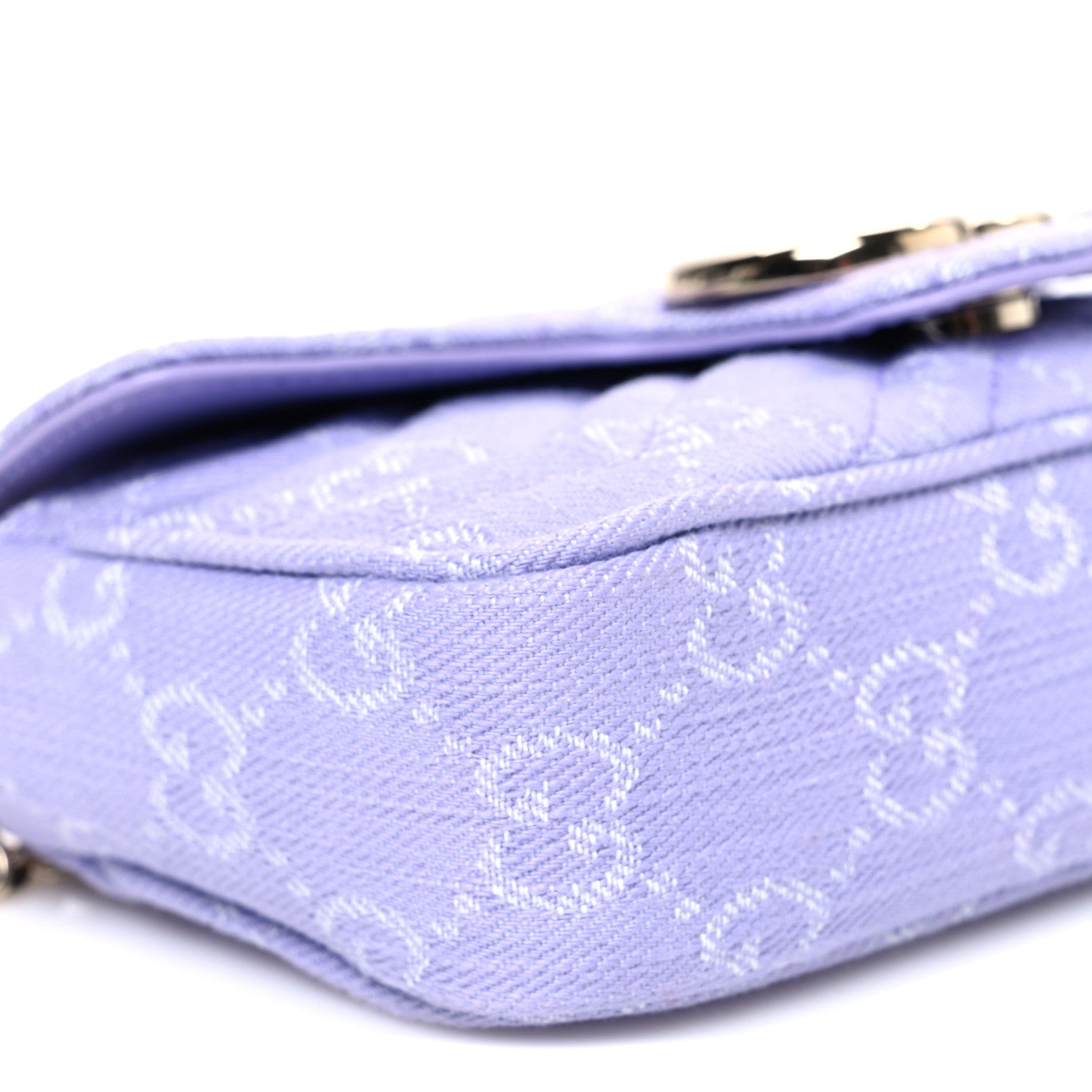 Gucci Denim GG Monogram Mini GG Marmont Shoulder Bag Light Purple 9 of 10