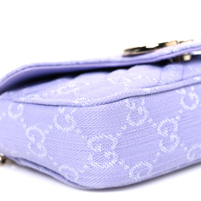 Gucci Denim GG Monogram Mini GG Marmont Shoulder Bag Light Purple 9 of 10