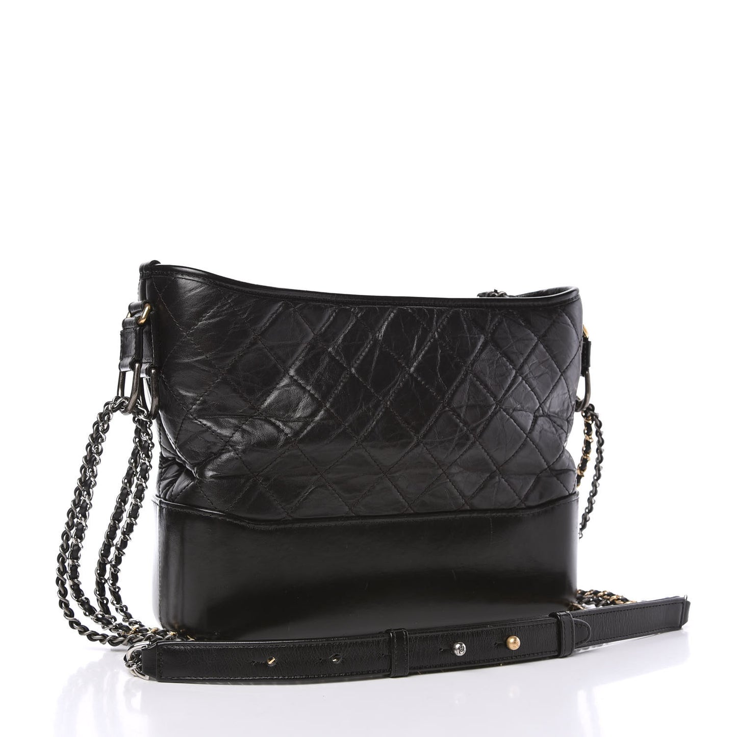Aged Calfskin Quilted Medium Gabrielle Hobo Black