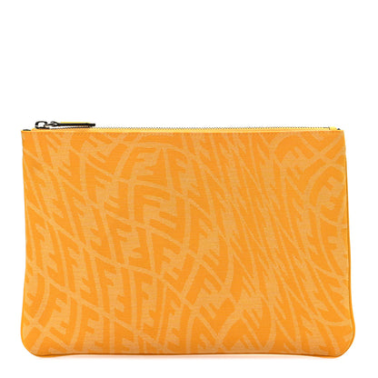 Fendi X SARAH COLEMAN Fabric Jacquard Vitello Grace Light FF Vertigo Medium Pouch Mimosa 1 of 6