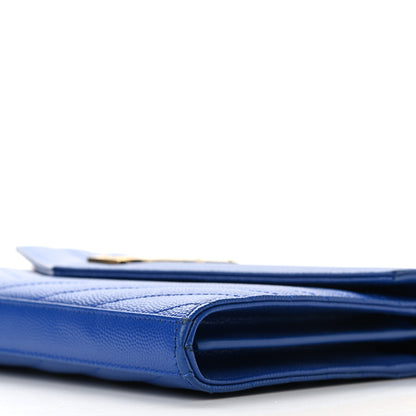 Saint Laurent Grain De Poudre Matelasse Chevron Monogram Chain Wallet Blue Majorelle 8 of 12