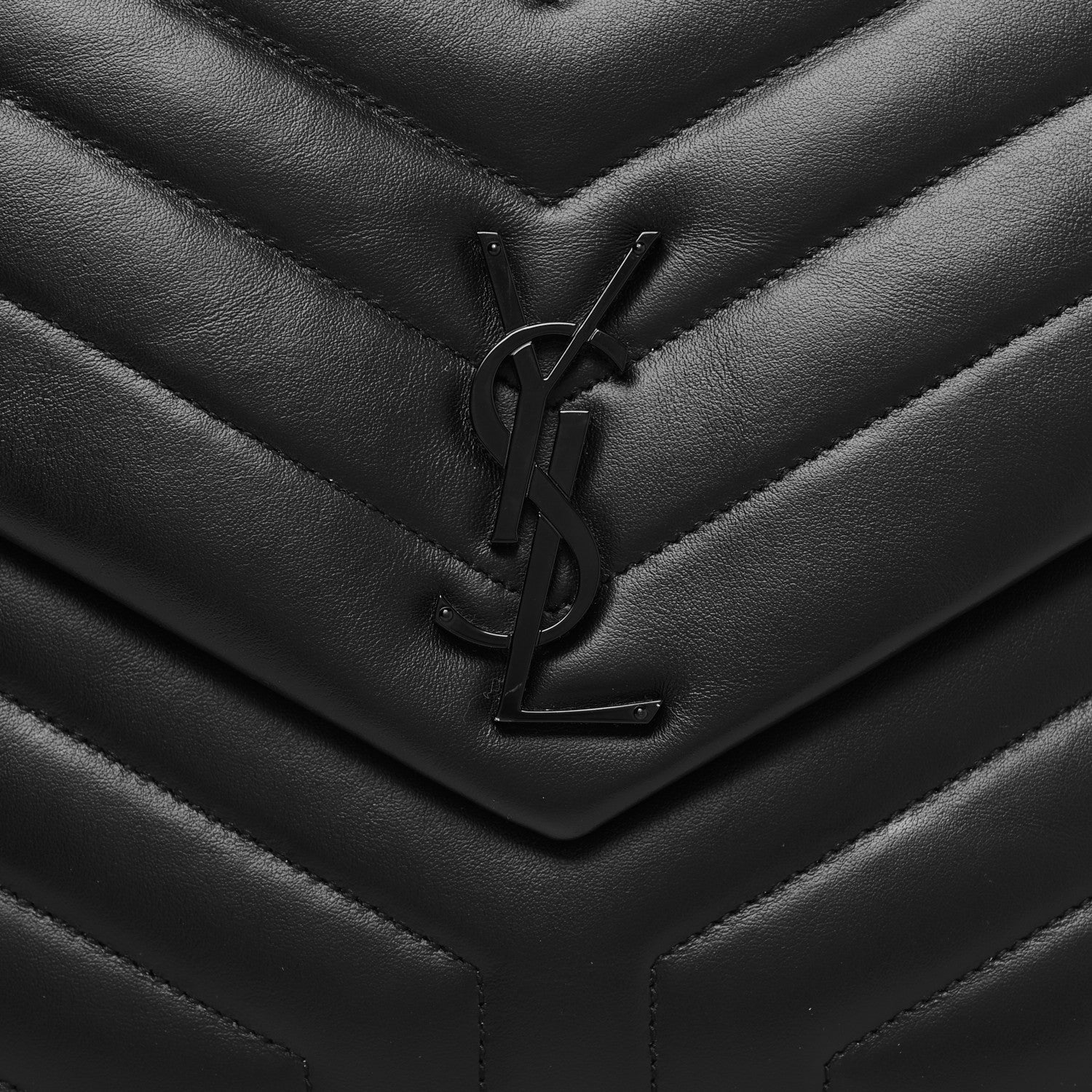 Saint Laurent Calfskin Y Quilted Monogram Monochrome Large Loulou Chain Satchel Black 10 of 12
